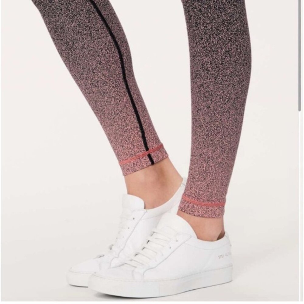 Lululemon Women's Black Red Ombre Speckle Wunder Under Hi-Rise Tight 28" Size 2